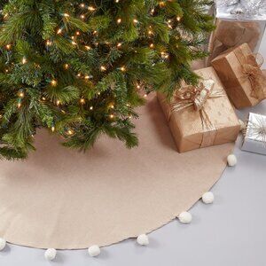 72" Natural Pom Pom Cotton Tree Skirt
